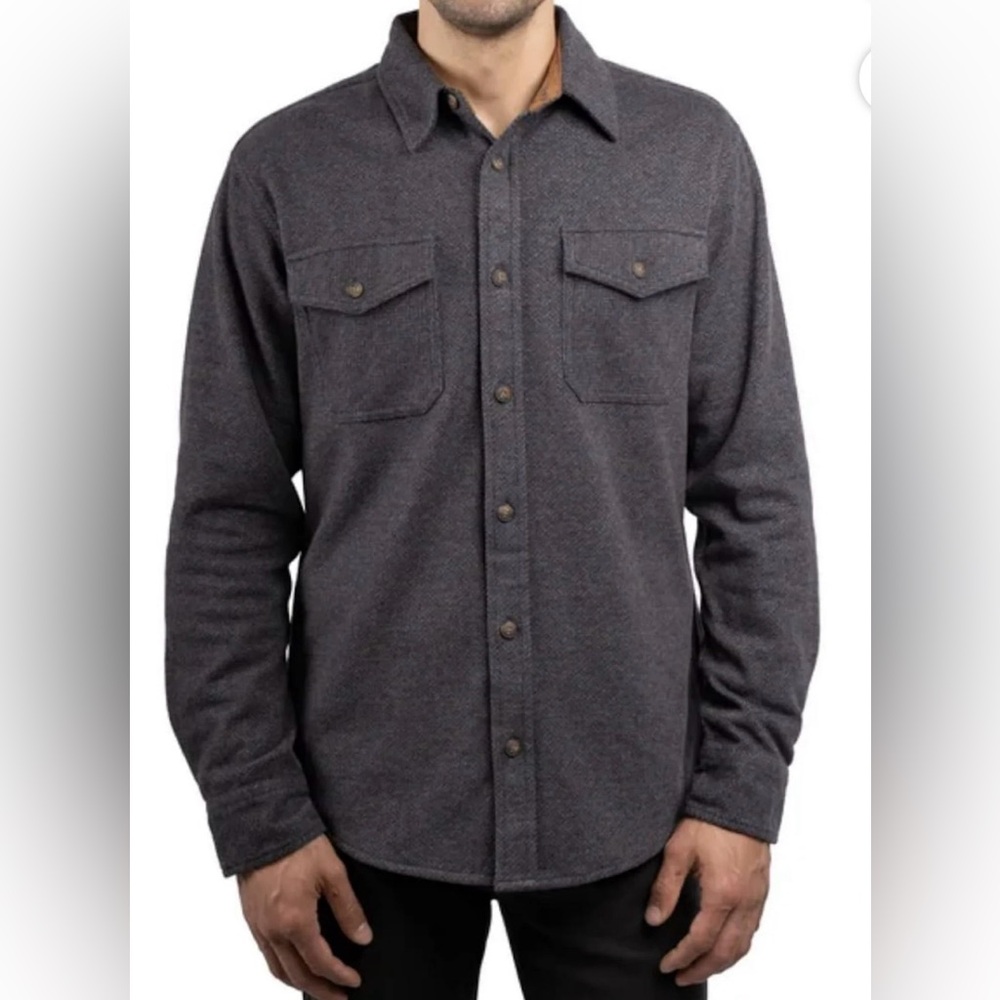 NWT Jachs New York Men’s Long Sleeve Button Up Brushed Flannel Blue and Gray S